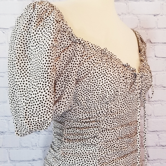 Zara Ruched Puff Sleeve Mini Dress - Picture 5 of 12